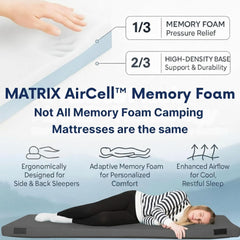 Matrix Air-Cell Memory Foam Camping Mattress - Portable Comfortable Roll Up Mattress