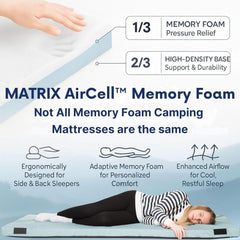 Matrix Air-Cell Memory Foam Camping Mattress - Portable Comfortable Roll Up Mattress