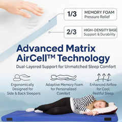 Matrix Air-Cell Memory Foam Camping Mattress - Portable Comfortable Roll Up Mattress