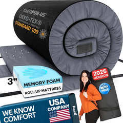 Matrix Air-Cell Memory Foam Camping Mattress - Portable Comfortable Roll Up Mattress