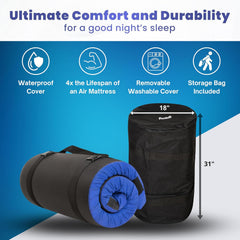 Matrix Air-Cell Memory Foam Camping Mattress - Portable Comfortable Roll Up Mattress