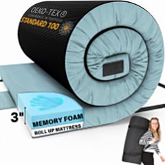 Matrix Air-Cell Memory Foam Camping Mattress - Portable Comfortable Roll Up Mattress