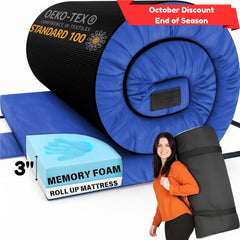 Matrix Air-Cell Memory Foam Camping Mattress - Portable Comfortable Roll Up Mattress