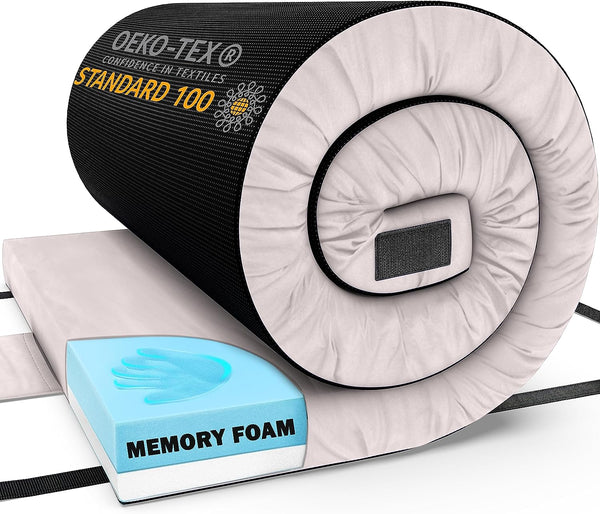 Matrix Air-Cell Memory Foam Camping Mattress - Portable Comfortable Roll Up Mattress