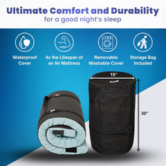 Matrix Air-Cell Memory Foam Camping Mattress - Portable Comfortable Roll Up Mattress