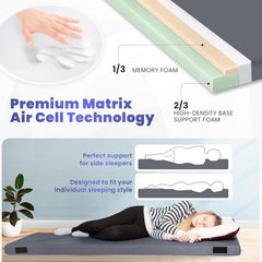 Matrix Air-Cell Memory Foam Camping Mattress - Portable Comfortable Roll Up Mattress