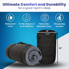 Matrix Air-Cell Memory Foam Camping Mattress - Portable Comfortable Roll Up Mattress