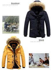New Men Parkas Coat Windbreaker Big Pockets Wholesale Winter Parkas Men Thicken Coat Fur Hooded Jacket Overcoat Keep Warm Male