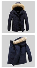 New Men Parkas Coat Windbreaker Big Pockets Wholesale Winter Parkas Men Thicken Coat Fur Hooded Jacket Overcoat Keep Warm Male