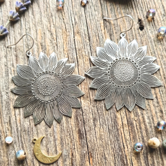 Golden Hour Sunflower Statement Earrings - Gold and Silver Options