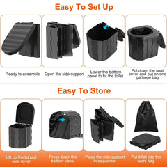 Foldable Emergency Toilet Portable Porta Potty