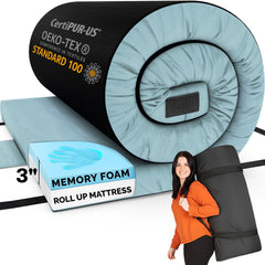 Matrix Air-Cell Memory Foam Camping Mattress - Portable Comfortable Roll Up Mattress