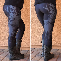 High Waist Non-Toxic Leggings, Woodland Antler Logo, Black