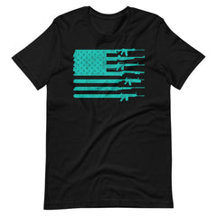 Teal Tactical Gun Flag Women's Patriotic 2A T-Shirt